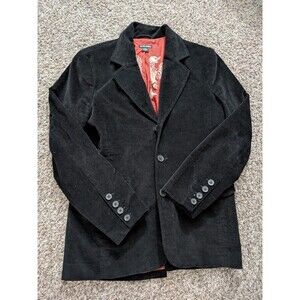 Guess Premium Blazer Jacket 3-Button Black Velvety Velour Cotton Medium Mens